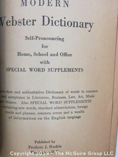 Webster Vintage Dictionary and World Book