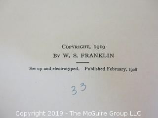 Academic Book Title: "Practical Physics" by Franklin, Crawford and Macnutt; 1919; pub by Franklin and Co. 