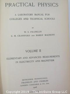 Academic Book Title: "Practical Physics" by Franklin, Crawford and Macnutt; 1919; pub by Franklin and Co. 