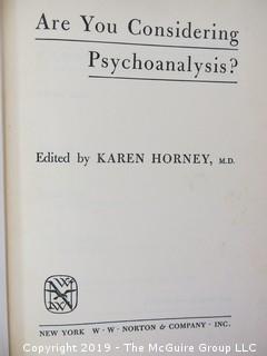 Academic Book Title: "Are You Considering Psychoanalysis" by Horney; copyright 1946; pub by Norton and Co.