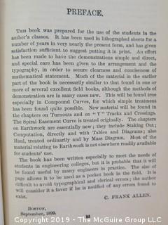 Academic Book Title: "Railroad Curves and Earthworks" by Allen; Sixth Edition; 1920; McGraw-Hill