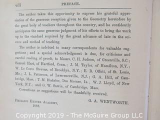 Academic Book Title: "Textbook of Geometry, Revised by Wentworth; 1889; pub by Ginn and Co. 