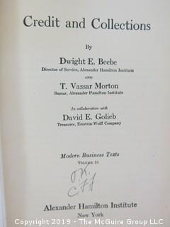 Academic Book Title: "Modern Business; Credit and Collections by Beebe, Morton and Gotlieb; Vol. 20; 1924; Alexander Hamilton Institute 