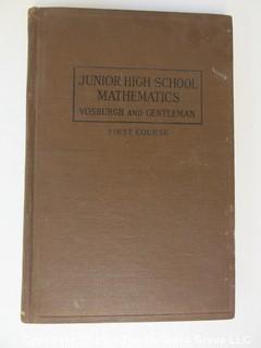 Academic Book Title: Junior High School Mathematics: First Course by Vosburgh and Gentleman; 1922; The MacMillan Co.