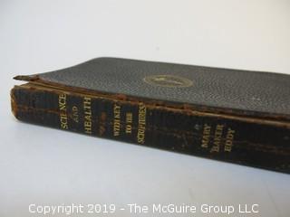 Religious: 1934 Edition of "Science and Health" by Mary Baker Eddy; Authorized by The First Church of Christ, Scientist; Boston

About the author: Mary Baker Eddy (1821-1910) was an influential American author, teacher, and religious leader, noted for her groundbreaking ideas about spirituality and health, which she named Christian Science. She articulated those ideas in her major work, Science and Health with Key to the Scriptures, first published in 1875. Four years later she founded the Church of Christ, Scientist, which today has branch churches and societies around the world. In 1908 she launched The Christian Science Monitor, a leading international newspaper, the recipient, to date, of seven Pulitzer Prizes.