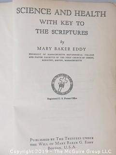 Religious: 1934 Edition of "Science and Health" by Mary Baker Eddy; Authorized by The First Church of Christ, Scientist; Boston

About the author: Mary Baker Eddy (1821-1910) was an influential American author, teacher, and religious leader, noted for her groundbreaking ideas about spirituality and health, which she named Christian Science. She articulated those ideas in her major work, Science and Health with Key to the Scriptures, first published in 1875. Four years later she founded the Church of Christ, Scientist, which today has branch churches and societies around the world. In 1908 she launched The Christian Science Monitor, a leading international newspaper, the recipient, to date, of seven Pulitzer Prizes.