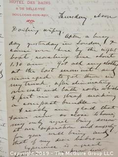 Old Paper: Collection of 1902 letters sent by Mr. Lorenzo Semple, Esq. (Member of the NY Law Firm Coudert Bros.) to his wife, from Switzerland and France  