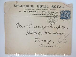 Old Paper: Collection of 1902 letters sent by Mr. Lorenzo Semple, Esq. (Member of the NY Law Firm Coudert Bros.) to his wife, from Switzerland and France  