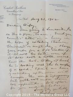 Old Paper: Collection of 1902 letters sent by Mr. Lorenzo Semple, Esq. (Member of the NY Law Firm Coudert Bros.) to his wife, from Switzerland and France  