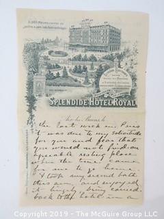 Old Paper: Collection of 1902 letters sent by Mr. Lorenzo Semple, Esq. (Member of the NY Law Firm Coudert Bros.) to his wife, from Switzerland and France  