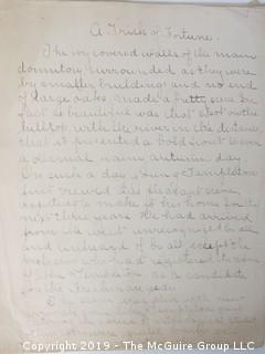 Old Paper: A handwritten short story titled: "A Trick of Fortune", author unknown, Glencarlyn, VA