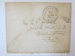 Old Paper: Collection including 1896 letter from Brugma's Hotel, The Hague  1891 letter from Northampton, MA to WDC; 2896 letter postmarked Baltimore, MD; letter from Hotel Oriente, San Francisco; letters 1892, 1893 and 1913 {Note: Description altered 1.29.8:30am ET} 