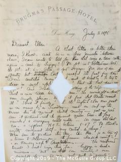 Old Paper: Collection including 1896 letter from Brugma's Hotel, The Hague  1891 letter from Northampton, MA to WDC; 2896 letter postmarked Baltimore, MD; letter from Hotel Oriente, San Francisco; letters 1892, 1893 and 1913 {Note: Description altered 1.29.8:30am ET} 