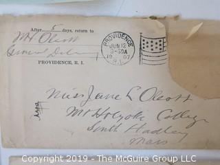 Old Paper: Mt. Holyoke College materials, South Hadley, MA;  1907, 1914, 1915 and 1924