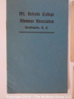 Old Paper: Mt. Holyoke College materials, South Hadley, MA;  1907, 1914, 1915 and 1924