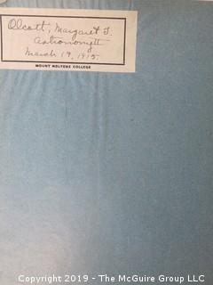 Old Paper: Mt. Holyoke College materials, South Hadley, MA;  1907, 1914, 1915 and 1924