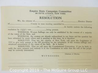 Old Paper: 1915 Women's Suffrage Campaign Materials in New York 

Note: Jane Olcott of Glencarlyn (Arlington), VA graduated from Mount Holyoke College in 1909, and served as Executive Secretary, 1913-14, of The New York State Suffragists; and in 1915 traveled the State as an political activist for the 1915 campaign. 