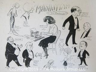 Old Paper: "Manhattan At The Playhouse"; possibly the original sketch for the playbill; see link:  http://www.playbill.com/production/manhattan-playhouse-theatre-vault-0000009485