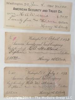 Old Paper: (3) 1893 checks payable to: H.A. Willard 