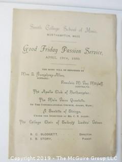 Old Paper: Smith College Ephemera; 1889 and 1891