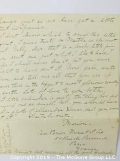 Old Paper: late 19th c letter written from Paris, France and addressed to Miss Hedrick, Philadelphia