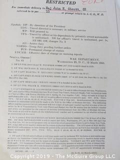 Old Paper: Collection including US military documents of John H. Olcott, including 1945 certificate of completion of the Engineers School at Fort Belvoir, VA 