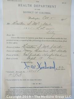 Collection of Ephemera including three (3) certificates to Eleanor A. Hedrick for high standards and conduct for the years 1886, 1887 and 1888; issued by The Cedars, Georgetown Heights