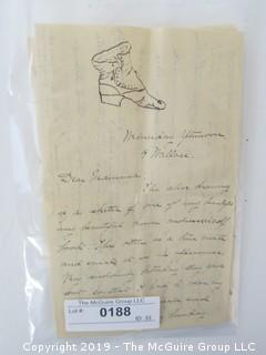 Old Paper: 1889 hand written letter (including fashion sketches) and cover from Northampton, MA to Washington DC 