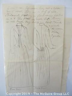 Old Paper: 1889 hand written letter (including fashion sketches) and cover from Northampton, MA to Washington DC 