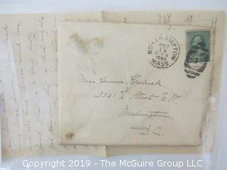 Old Paper: 1889 hand written letters and cover from Smith College, Northampton, MA to Washington DC