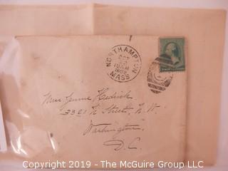 Old Paper: 1889 hand written letters and cover from Smith College, Northampton, MA to Washington DC