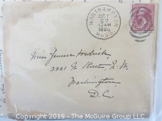 Old Paper: 1890 hand written letter and cover from Northampton to Washington DC 