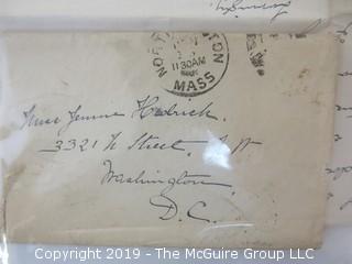 Old Paper: hand written letter circa 1890 and cover from Northampton, MA to Washington DC  