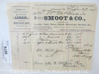 Old Paper: 1904 Business Receipt: Smoot and Co.