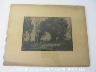 Landscape Etching; unsigned image size 6 x 9"