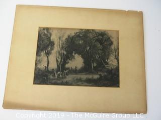 Landscape Etching; unsigned image size 6 x 9"