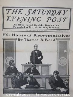 Collection of old paper ephemera including 1900 edition of The Saturday Evening Post and Puritan Masonic Lodge #470; Reading,PA 