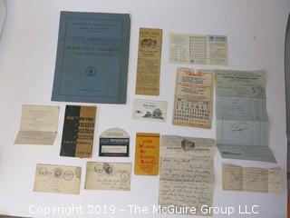 Old Paper: Collection including Dinnergram, 1891 Postcard, 1890 Smith College of Music Program and 1891 Pew Rent Receipt from the Second Congregational Society, Northampton, MA