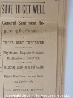 Sept 9th, 1901 Edition of "The Evening Star"; Washington DC (Note the Article: President McKinley Sure to Get Well) following shooting 