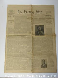 Sept 9th, 1901 Edition of "The Evening Star"; Washington DC (Note the Article: President McKinley Sure to Get Well) following shooting 