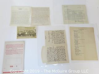 Collection of Old Paper including 1932 letter of appreciation to Ms. Olcott, leader of the Glencarlyn, VA chapter of the Girl's Friendly Society, Phillipine Mission; WW II V-Mail stationary; letter of appreciation to Henry Olcott from colleagues at U.S. Census Bureau, 1902; poem and 1926 letter. 