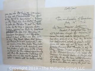 Collection of Old Paper including 1932 letter of appreciation to Ms. Olcott, leader of the Glencarlyn, VA chapter of the Girl's Friendly Society, Phillipine Mission; WW II V-Mail stationary; letter of appreciation to Henry Olcott from colleagues at U.S. Census Bureau, 1902; poem and 1926 letter. 