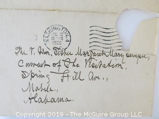 Collection of Old Paper including 1932 letter of appreciation to Ms. Olcott, leader of the Glencarlyn, VA chapter of the Girl's Friendly Society, Phillipine Mission; WW II V-Mail stationary; letter of appreciation to Henry Olcott from colleagues at U.S. Census Bureau, 1902; poem and 1926 letter. 