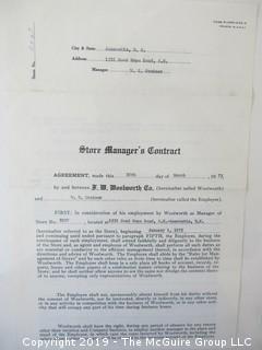 Old Paper: Woolworth's Store Manager's Contracts; 1967, 1971 and 1972