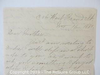 1881 Hand Written Letter