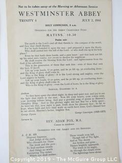 Old Paper: Collection of ephemera including 1893 Crystal Spa, Chicago; mineral, Eaton's Vellum Box and 1943 Westminster Abbey Bulletin. 