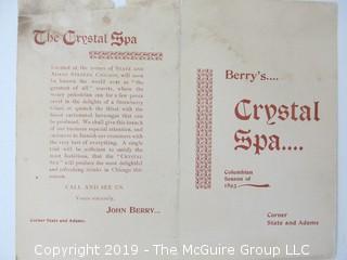 Old Paper: Collection of ephemera including 1893 Crystal Spa, Chicago; mineral, Eaton's Vellum Box and 1943 Westminster Abbey Bulletin. 