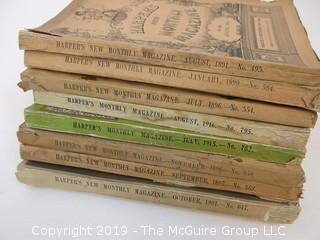 Collection of Vintage Harper's Magazines; 1891, 1896, 1899, 1901,  1915 and 1916