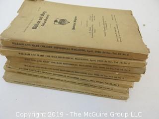 Collection of William and Mary College Quarterly's; 1938 - 1943