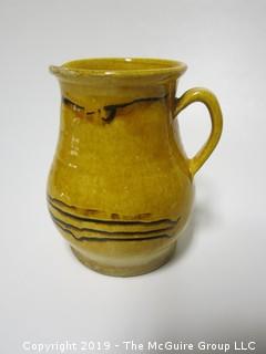 Replica of 1770 Semple Family Ceramic Pottery Pitcher; curated by Colonial Williamsburg; 6 3/8" tall